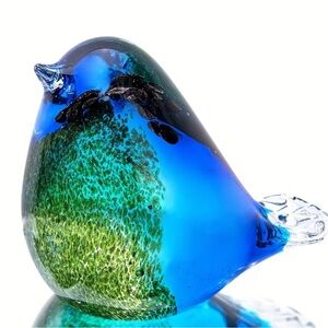 Blue and Green Glass Bird Figurine